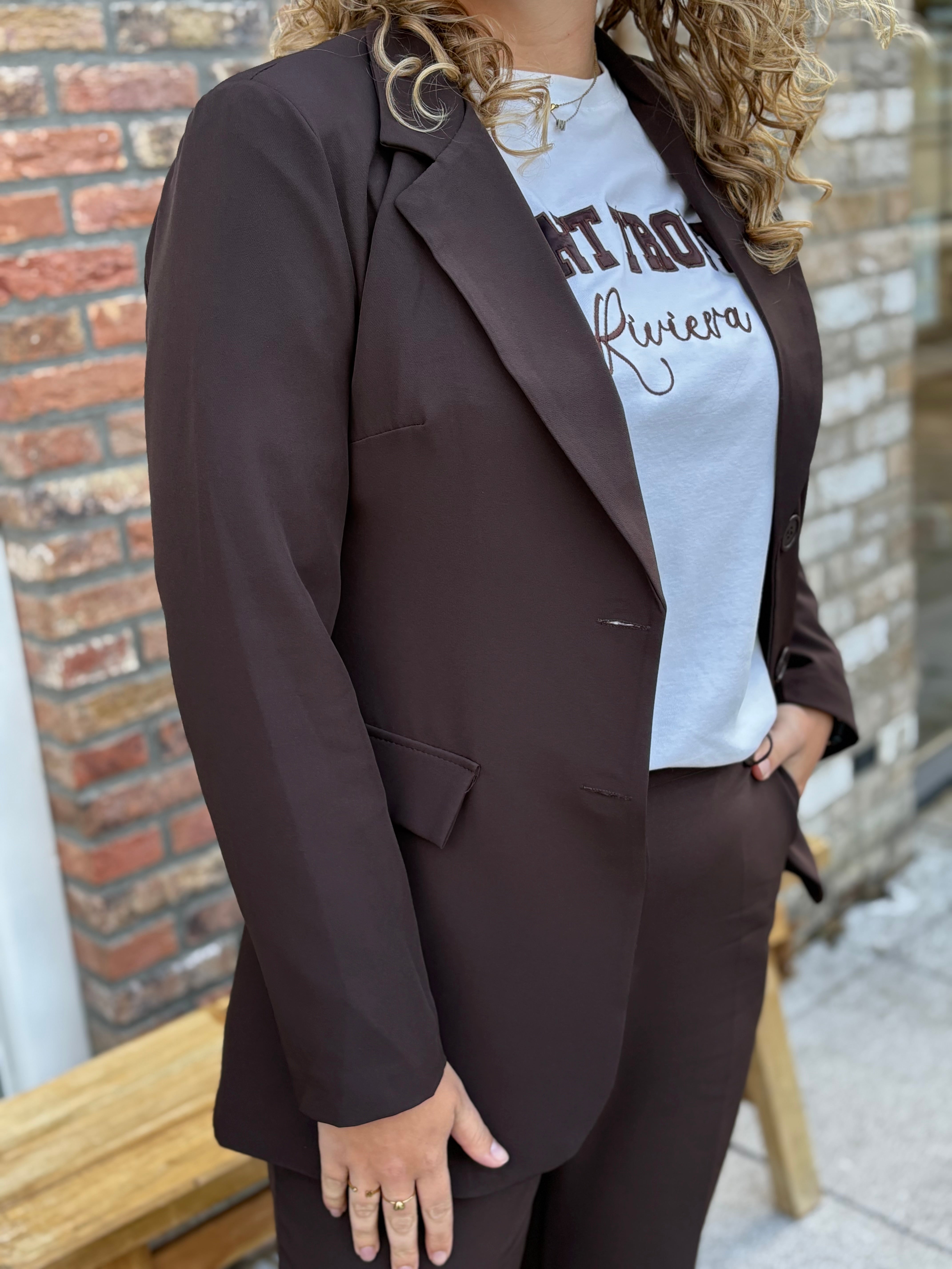 BLAZER BASIS DONKER BRUIN