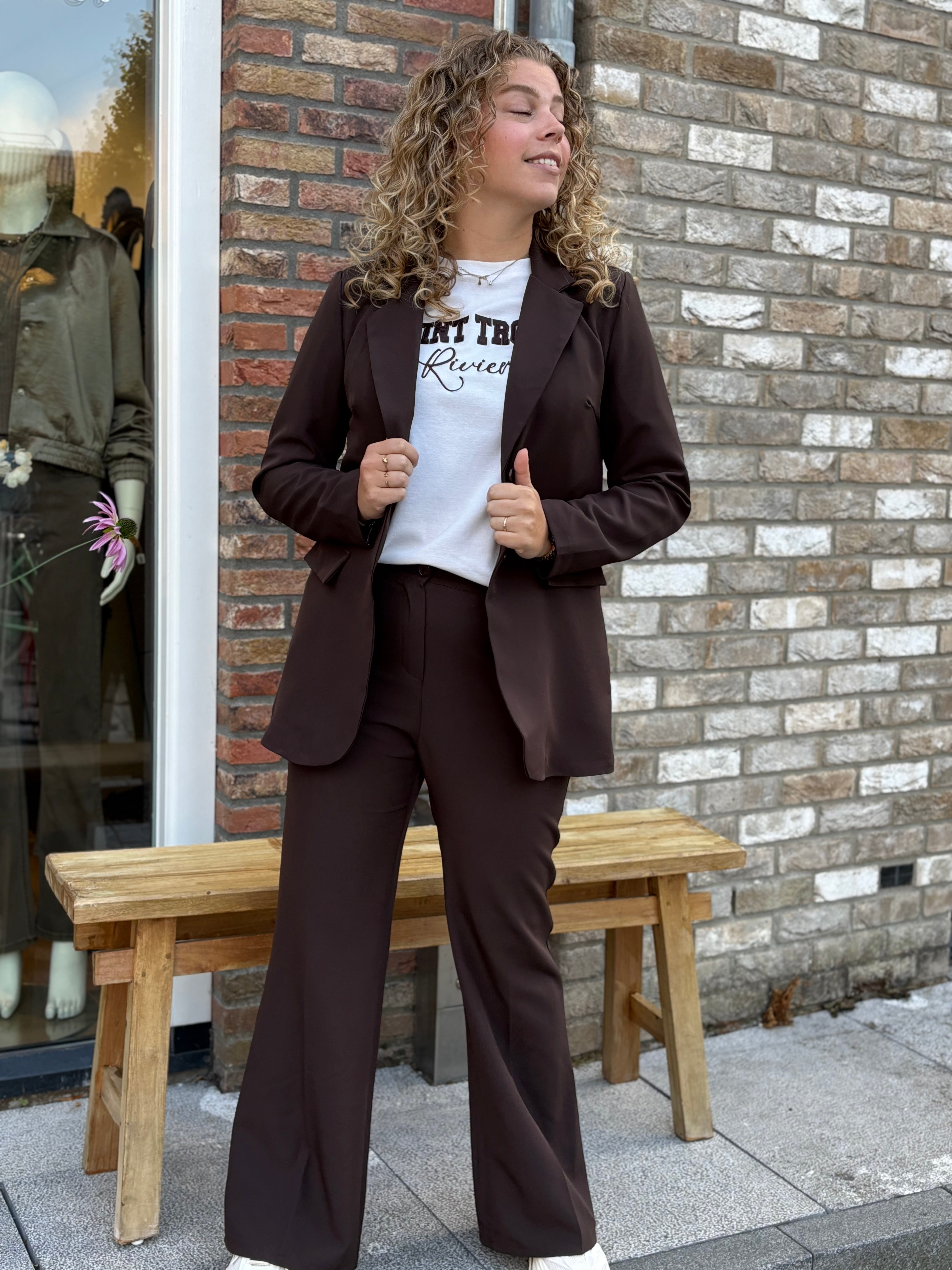 BROEK/PANTALON BASIS DONKER BRUIN