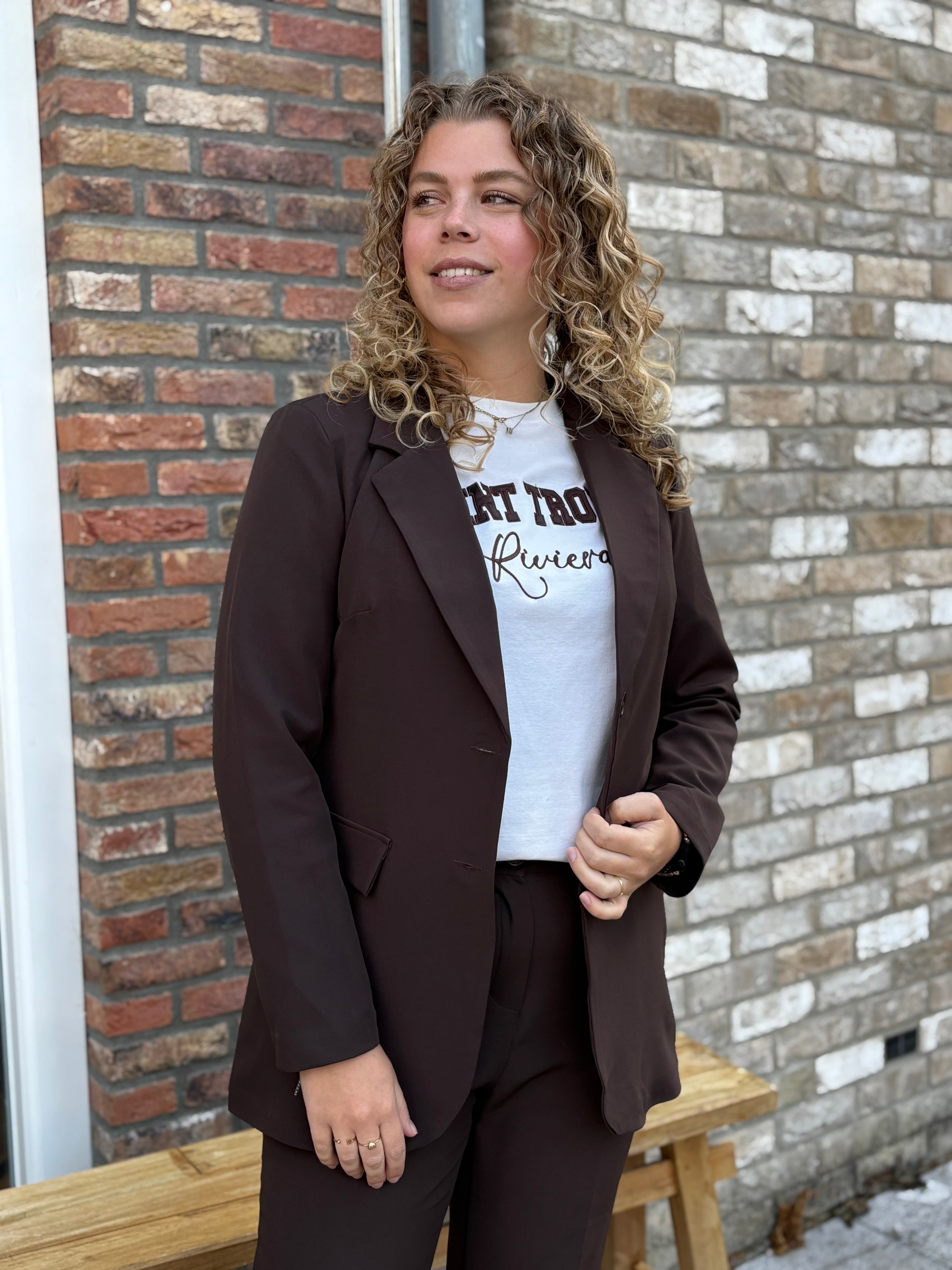 SHIRT ONE SIZE TEKST BRUIN