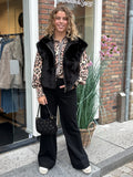 GILET FAKE FUR ZWART