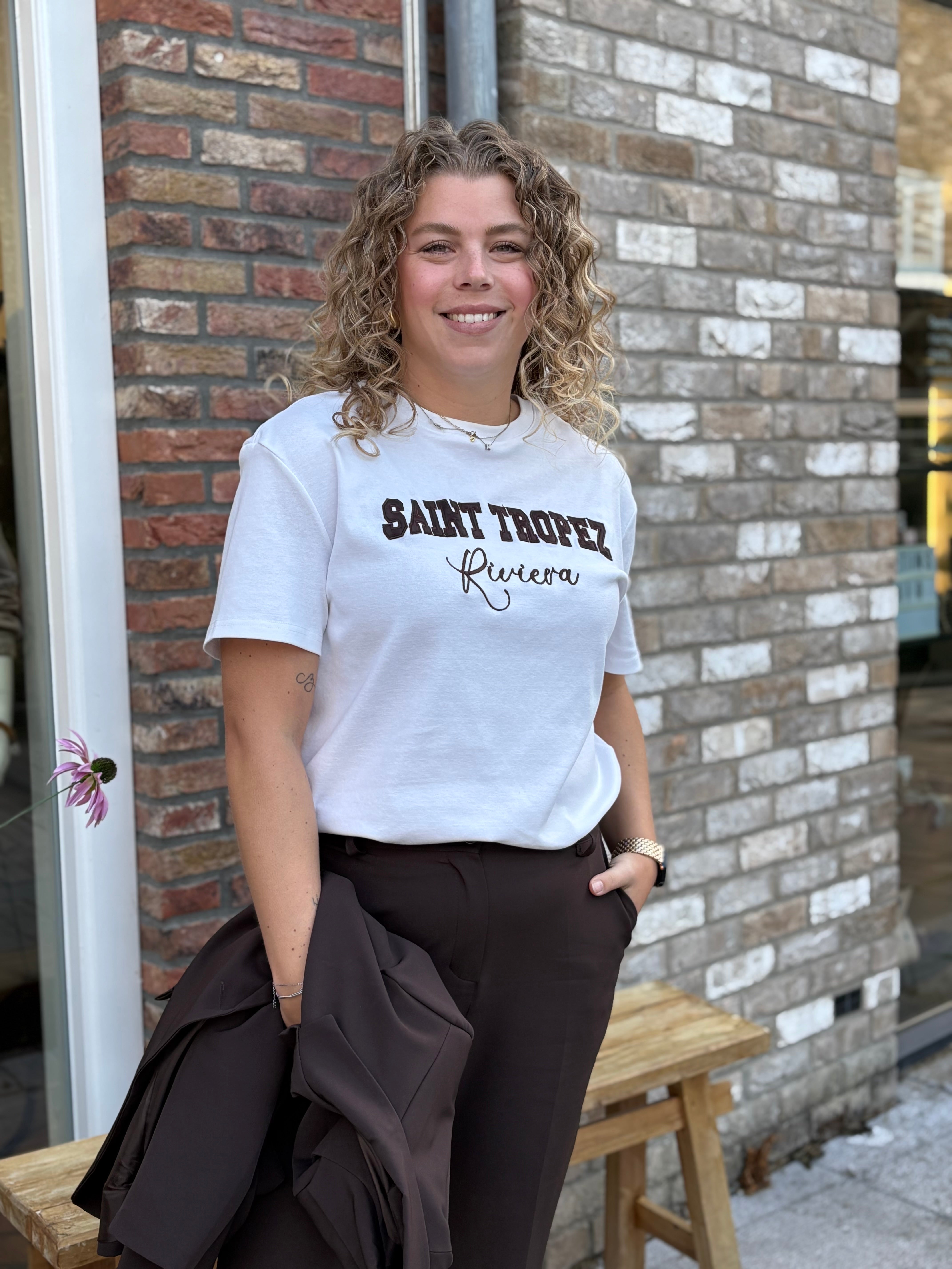 SHIRT ONE SIZE TEKST BRUIN