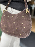 TASSEN LEER BRUIN MET STUDS
