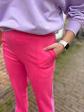 BROEK/COMFY AZZURRO ROZE MET LILA BIES