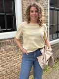 SHIRT AZZURRO ZACHT GEEL/OFF WHITE