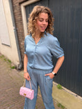 BLOUSE CS THE LABEL JEANS BLAUW MET STRASS