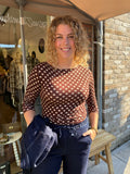 SHIRT LM POLKADOT BRUIN EN BORDEAUX