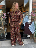 BROEK AZZURRO PRINT BRUIN/DONKER ROOD
