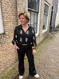 BLOUSE C&S ZWART OFF WHITE PRINT