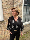 BLOUSE C&S ZWART OFF WHITE PRINT