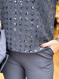 SHIRT/MESHTOP MET PAILLETTEN ZWART
