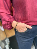 BLOUSE AZURRO ROOD EN GOUD