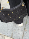 TASSEN LEER ZWART MET STUDS