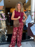 BROEK AZZURRO PRINT BRUIN/DONKER ROOD