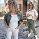 VESTEN KORTE MOUW ARMY GREEN & ZAND