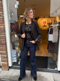 SHIRT LANGE MOUW GLITTER BRUIN/ZWART