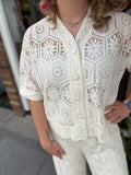 BLOUSE CS THE LABEL ECRU OPENGEWERKT