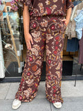 BROEK AZZURRO PRINT BRUIN/DONKER ROOD