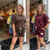 SHORT SET ONE SIZE 38/42 CHOCO BRUIN & BORDEAUX
