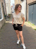 SHIRT OPENGEWERKT CS THE LABEL ZAND/GOUD