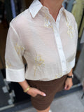 BLOUSE GROEN OF ZACHT GEEL