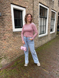 SHIRT AZZURRO LANGE MOUW STREEP