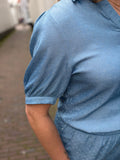 BLOUSE CS THE LABEL JEANS BLAUW MET STRASS