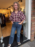 BLOUSE RUIT BORDEAUX KORTE MOUW