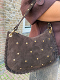 TASSEN LEER BRUIN MET STUDS