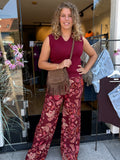 BLOUSE AZZURRO PRINT BRUIN/DONKER ROOD