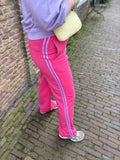 BROEK/COMFY AZZURRO ROZE MET LILA BIES