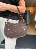 TASSEN LEER BRUIN MET STUDS
