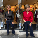 BLOUSE AZZURRO ZWART EN ROOD