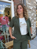 BLAZER KORTE MOUW ARMY GREEN