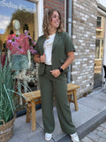 BLAZER KORTE MOUW ARMY GREEN