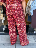 BROEK AZZURRO PRINT BRUIN/DONKER ROOD