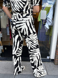 BROEK C&S ZWART/OFF WHITE PRINT