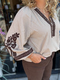 BLOUSE CHOCO BRUIN PRINT