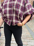 BLOUSE RUIT BORDEAUX KORTE MOUW