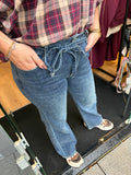 JEANS WIDE LEG MET STRIK DETAIL