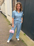 BLOUSE CS THE LABEL JEANS BLAUW MET STRASS