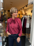 BLOUSE AZURRO ROOD EN GOUD