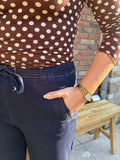 SHIRT LM POLKADOT BRUIN EN BORDEAUX