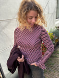 SHIRT LANGE MOUW POLKA DOT MAUVE