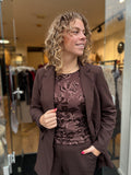 SHIRT LANGE MOUW GLITTER BRUIN/ZWART