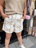 SHORT ZWART EN OFF WHITE PALMBOOM