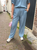 BROEK CS THE LABEL JEANS BLAUW MET STRASS