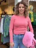 SHIRT LANGE MOUW AZZURRO ROZE/GROEN