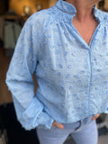 BLOUSE WIT/BLAUW C&S