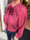BLOUSE AZURRO ROOD EN GOUD