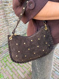 TASSEN LEER BRUIN MET STUDS